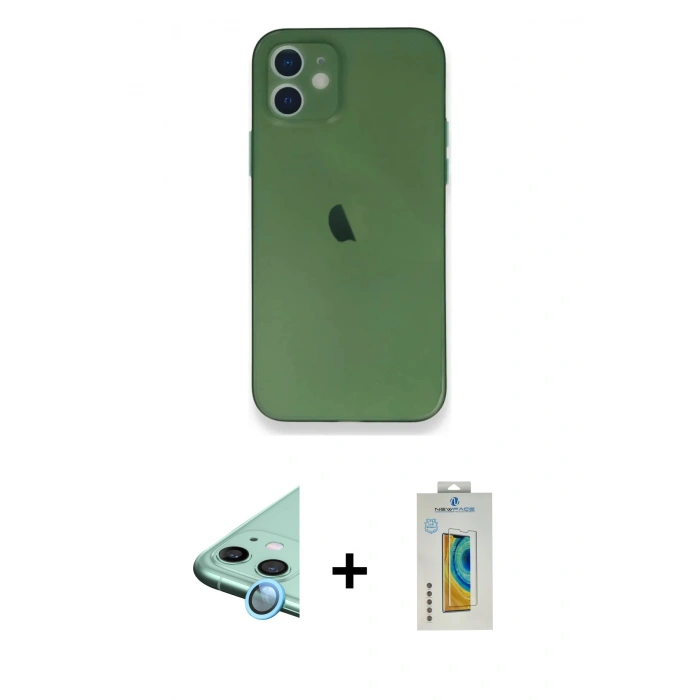 MARSİLYAN™- iPhone 12 Mini Kılıf Yadigar Yansıma Serisi - Siyah Polymer Nano Ekran Koruyucu + Raze Metal Kamera Lens - MI