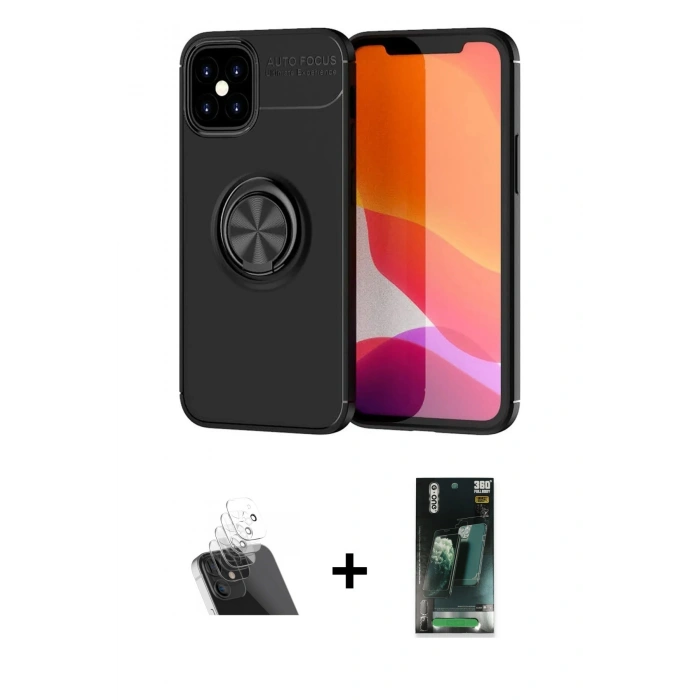 MARSİLYAN™- iPhone 12 Mini Kılıf Yankı Form Prime - Şeffaf 360 Full Body Arka Koruyucu + Kamera Lens Koruma Cam - SF