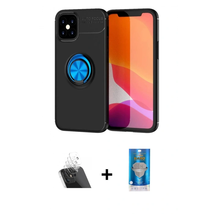 MARSİLYAN™- iPhone 12 Mini Kılıf Yankı Form Prime - Şeffaf Royal Nano Ekran Koruyucu + Kamera Lens Koruma Cam - SF