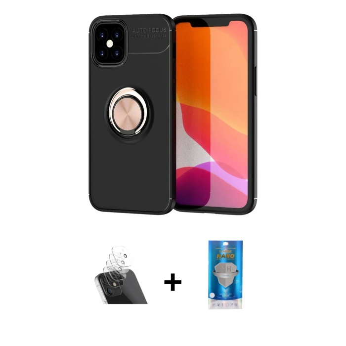 MARSİLYAN™- iPhone 12 Mini Kılıf Yankı Form Prime - Şeffaf Royal Nano Ekran Koruyucu + Kamera Lens Koruma Cam - SF