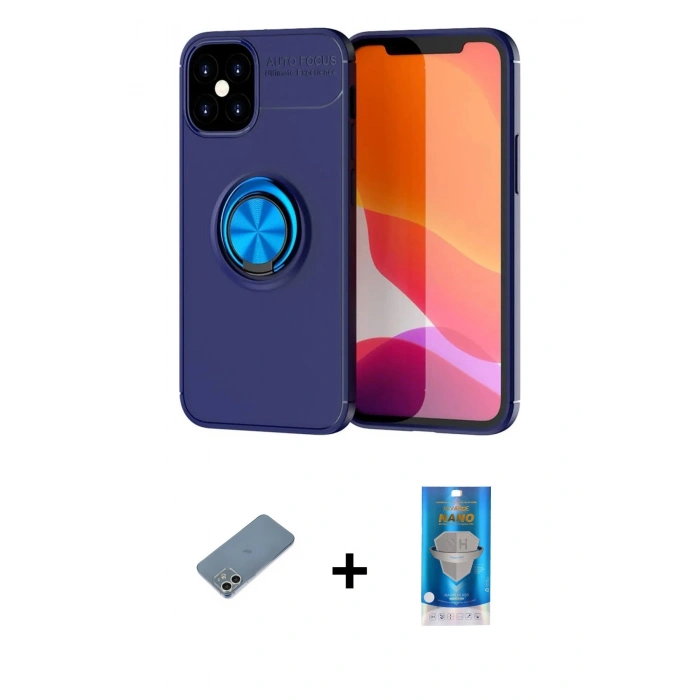 MARSİLYAN™- iPhone 12 Mini Kılıf Yankı Form Prime - Şeffaf Royal Nano Ekran Koruyucu + Shine Kamera Lens Koruma Cam - GS
