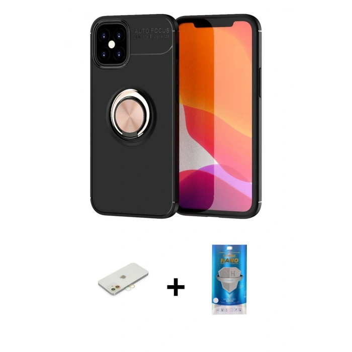 MARSİLYAN™- iPhone 12 Mini Kılıf Yankı Form Prime - Şeffaf Royal Nano Ekran Koruyucu + Renkli Kamera Lens Koruma Cam - TU