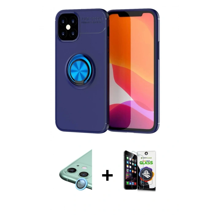 MARSİLYAN™- iPhone 12 Mini Kılıf Yankı Form Prime - Şeffaf Temperli Cam Ekran Koruyucu + Raze Metal Kamera Lens - MI