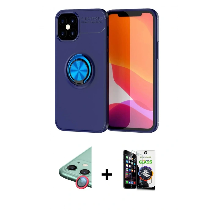 MARSİLYAN™- iPhone 12 Mini Kılıf Yankı Form Prime - Şeffaf Temperli Cam Ekran Koruyucu + Raze Metal Kamera Lens - KI