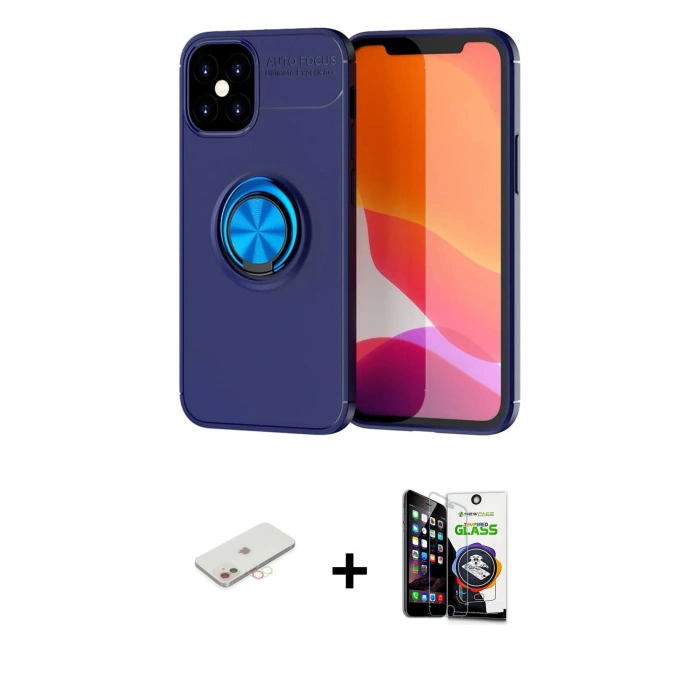 MARSİLYAN™- iPhone 12 Mini Kılıf Yankı Form Prime - Şeffaf Temperli Cam Ekran Koruyucu + Renkli Kamera Lens Koruma Cam - YL