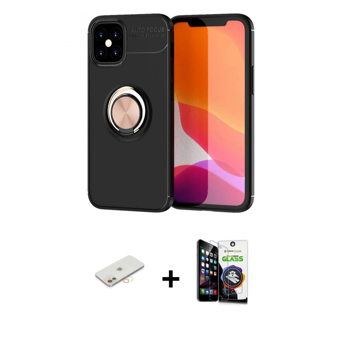 MARSİLYAN™- iPhone 12 Mini Kılıf Yankı Form Prime - Şeffaf Temperli Cam Ekran Koruyucu + Renkli Kamera Lens Koruma Cam - YL