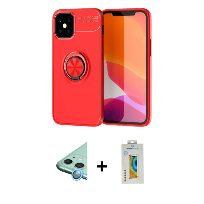 MARSİLYAN™- iPhone 12 Mini Kılıf Yankı Form Prime - Siyah Polymer Nano Ekran Koruyucu + Raze Metal Kamera Lens - MI