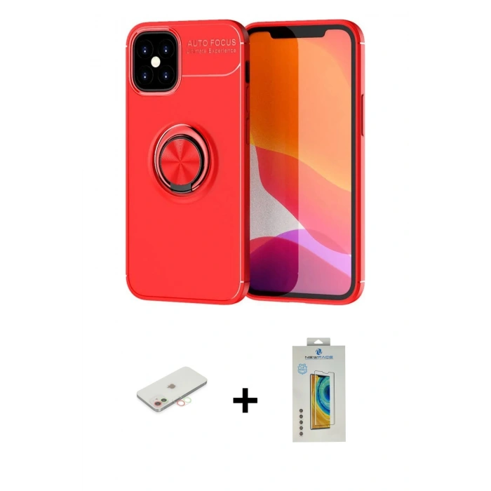 MARSİLYAN™- iPhone 12 Mini Kılıf Yankı Form Prime - Siyah Polymer Nano Ekran Koruyucu + Renkli Kamera Lens Koruma Cam - YL