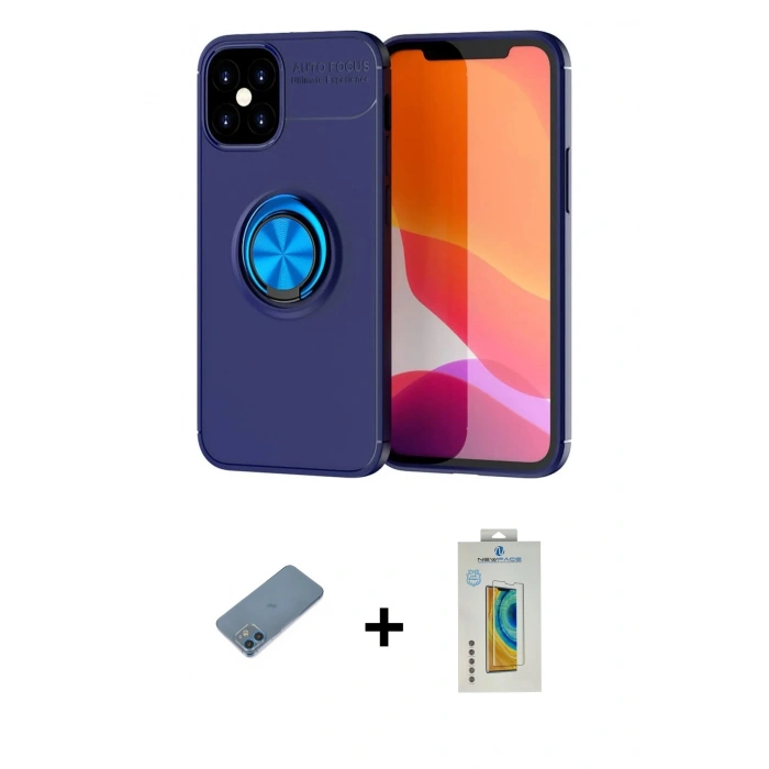 MARSİLYAN™- iPhone 12 Mini Kılıf Yankı Form Prime - Siyah Polymer Nano Ekran Koruyucu + Shine Kamera Lens Koruma Cam - MI