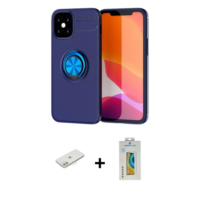 MARSİLYAN™- iPhone 12 Mini Kılıf Yankı Form Prime - Siyah Polymer Nano Ekran Koruyucu + Renkli Kamera Lens Koruma Cam - TU