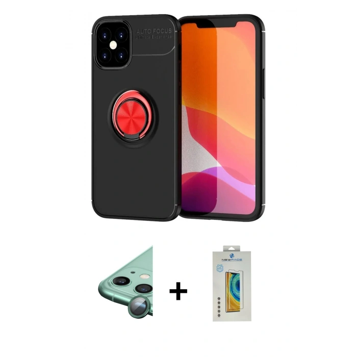 MARSİLYAN™- iPhone 12 Mini Kılıf Yankı Form Prime - Siyah Polymer Nano Ekran Koruyucu + Raze Metal Kamera Lens - YL