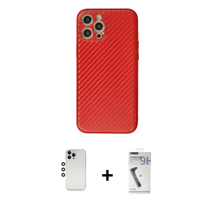 MARSİLYAN™- iPhone 12 Pro Kılıf Ahenk Işık - Şeffaf Uv Polymer Nano Ekran Koruyucu + Gümüş Shine Kamera Lens