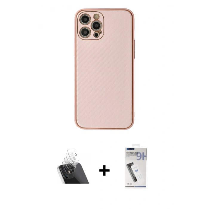 MARSİLYAN™- iPhone 12 Pro Kılıf Ahenk Işık - Şeffaf Uv Polymer Nano Ekran Koruyucu + Kamera Lens Koruma Cam - SF