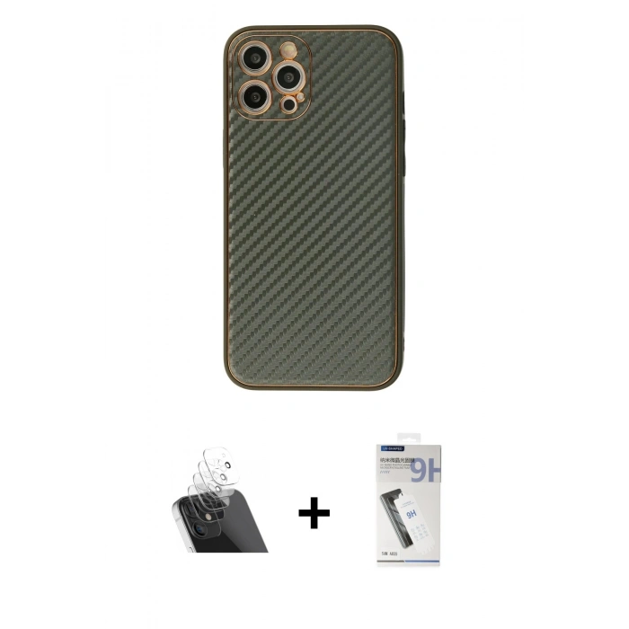 MARSİLYAN™- iPhone 12 Pro Kılıf Ahenk Işık - Şeffaf Uv Polymer Nano Ekran Koruyucu + Kamera Lens Koruma Cam - SF