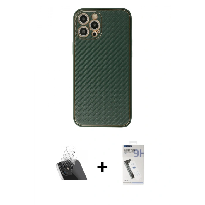 MARSİLYAN™- iPhone 12 Pro Kılıf Ahenk Işık - Şeffaf Uv Polymer Nano Ekran Koruyucu + Kamera Lens Koruma Cam - SF