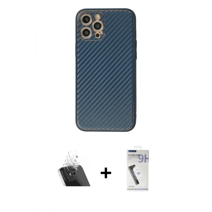 MARSİLYAN™- iPhone 12 Pro Kılıf Ahenk Işık - Şeffaf Uv Polymer Nano Ekran Koruyucu + Kamera Lens Koruma Cam - SF
