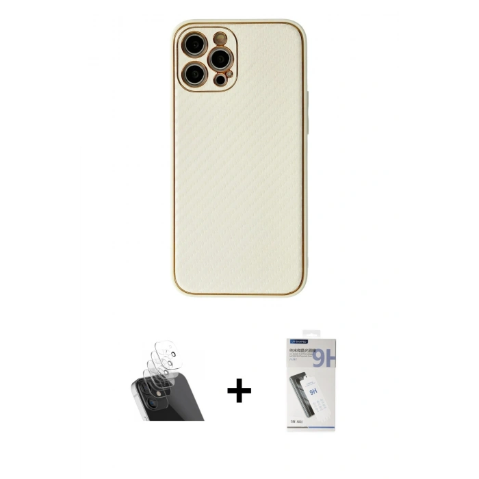 MARSİLYAN™- iPhone 12 Pro Kılıf Ahenk Işık - Şeffaf Uv Polymer Nano Ekran Koruyucu + Kamera Lens Koruma Cam - SF