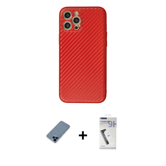 MARSİLYAN™- iPhone 12 Pro Kılıf Ahenk Işık - Şeffaf Uv Polymer Nano Ekran Koruyucu + Metal Kamera Lens Koruma Cam - MI