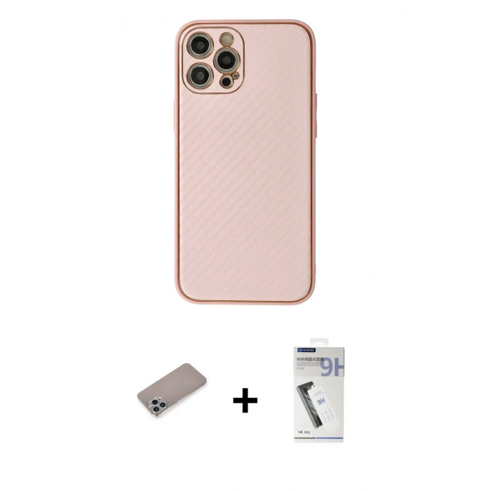 MARSİLYAN™- iPhone 12 Pro Kılıf Ahenk Işık - Şeffaf Uv Polymer Nano Ekran Koruyucu + Shine Kamera Lens Koruma Cam - SABE
