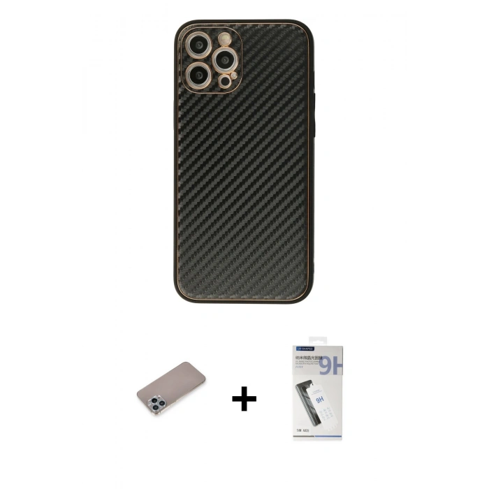 MARSİLYAN™- iPhone 12 Pro Kılıf Ahenk Işık - Şeffaf Uv Polymer Nano Ekran Koruyucu + Shine Kamera Lens Koruma Cam - SABE