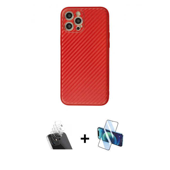 MARSİLYAN™- iPhone 12 Pro Kılıf Ahenk Işık - Siyah 3D Antistatik Seramik Nano Ekran Koruyucu + Kamera Lens Koruma Cam - SF