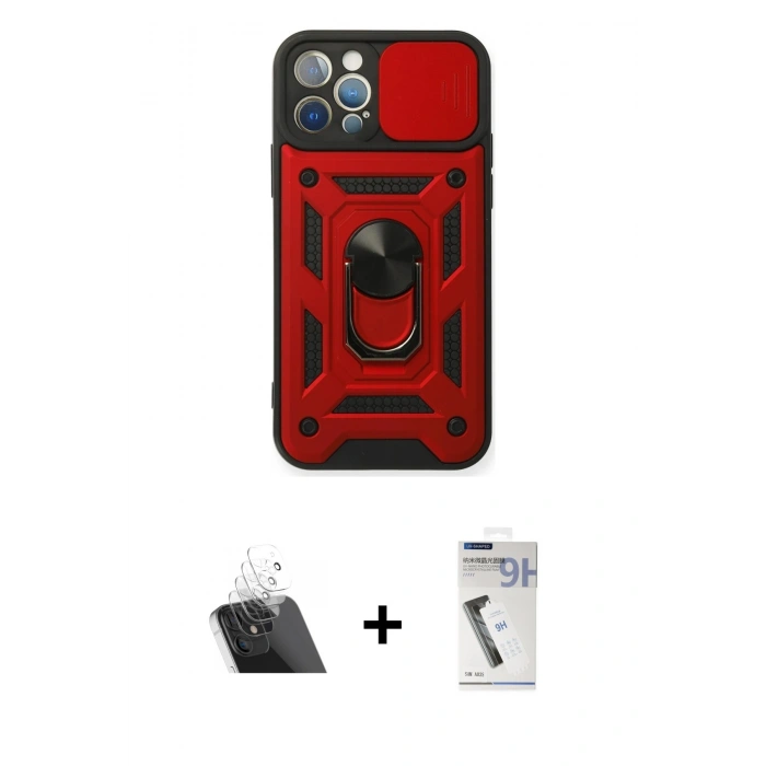 MARSİLYAN™- iPhone 12 Pro Kılıf Ahenk Klasik - Şeffaf Uv Polymer Nano Ekran Koruyucu + Kamera Lens Koruma Cam - SF
