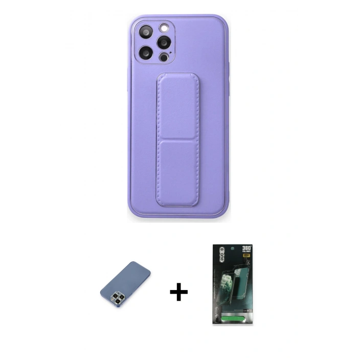 MARSİLYAN™- iPhone 12 Pro Kılıf Akış Doku - Şeffaf 360 Full Body Arka Koruyucu + Metal Kamera Lens Koruma Cam - AKYL