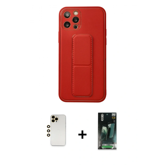 MARSİLYAN™- iPhone 12 Pro Kılıf Akış Doku - Şeffaf 360 Full Body Arka Koruyucu + Shine Kamera Lens - GD