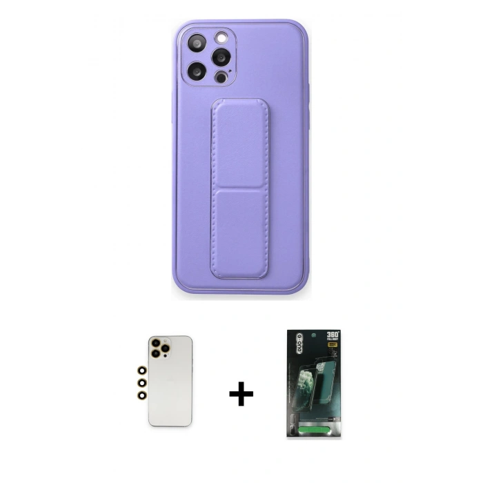 MARSİLYAN™- iPhone 12 Pro Kılıf Akış Doku - Şeffaf 360 Full Body Arka Koruyucu + Shine Kamera Lens - GD