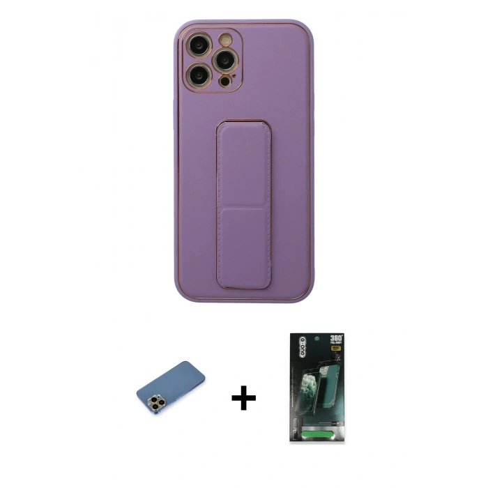 MARSİLYAN™- iPhone 12 Pro Kılıf Akış Doku - Şeffaf 360 Full Body Arka Koruyucu + Shine Kamera Lens Koruma Cam - GD