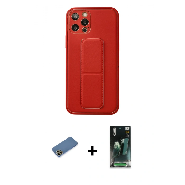 MARSİLYAN™- iPhone 12 Pro Kılıf Akış Doku - Şeffaf 360 Full Body Arka Koruyucu + Shine Kamera Lens Koruma Cam - GD