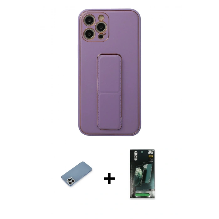 MARSİLYAN™- iPhone 12 Pro Kılıf Akış Doku - Şeffaf 360 Full Body Arka Koruyucu + Shine Kamera Lens Koruma Cam - GS