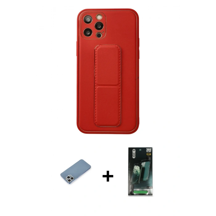 MARSİLYAN™- iPhone 12 Pro Kılıf Akış Doku - Şeffaf 360 Full Body Arka Koruyucu + Shine Kamera Lens Koruma Cam - GS