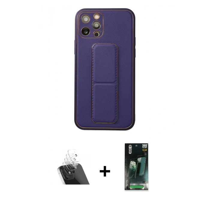 MARSİLYAN™- iPhone 12 Pro Kılıf Akış Doku - Şeffaf 360 Full Body Arka Koruyucu + Kamera Lens Koruma Cam - SF