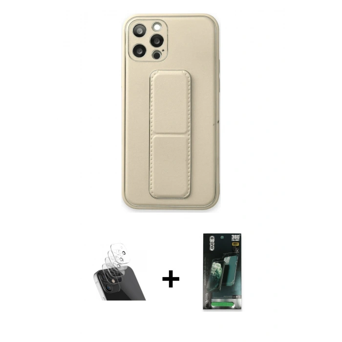 MARSİLYAN™- iPhone 12 Pro Kılıf Akış Doku - Şeffaf 360 Full Body Arka Koruyucu + Kamera Lens Koruma Cam - SF