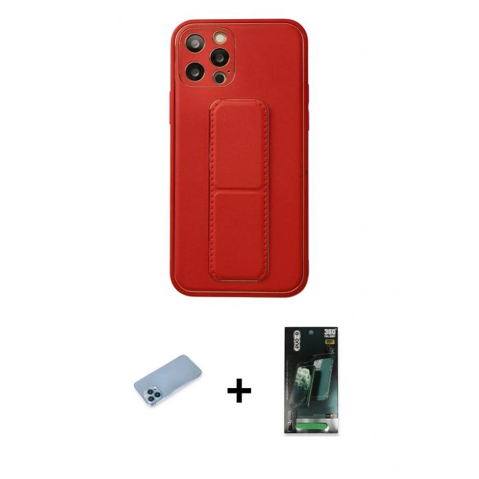 MARSİLYAN™- iPhone 12 Pro Kılıf Akış Doku - Şeffaf 360 Full Body Arka Koruyucu + Shine Kamera Lens Koruma Cam - MI