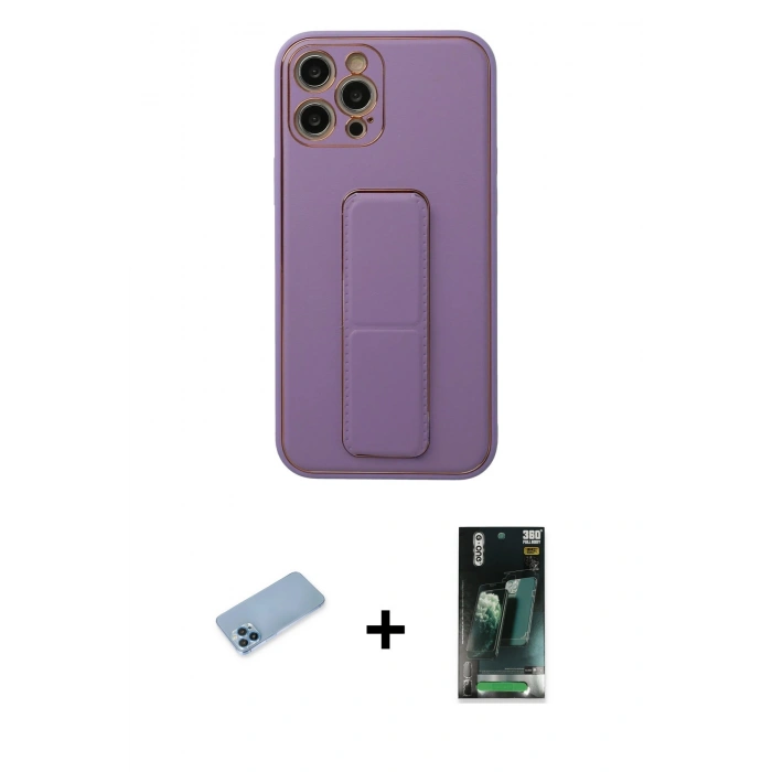 MARSİLYAN™- iPhone 12 Pro Kılıf Akış Doku - Şeffaf 360 Full Body Arka Koruyucu + Shine Kamera Lens Koruma Cam - MI