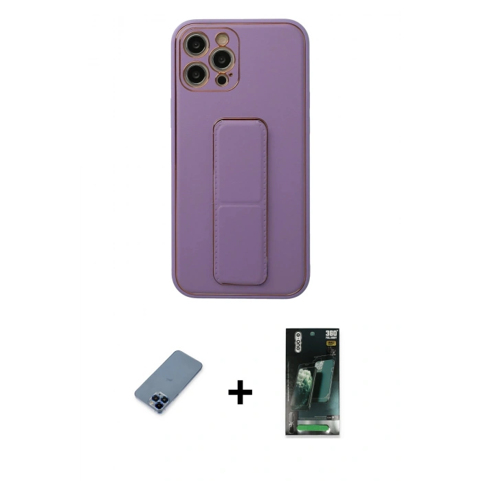 MARSİLYAN™- iPhone 12 Pro Kılıf Akış Doku - Şeffaf 360 Full Body Arka Koruyucu + Metal Kamera Lens Koruma Cam - MI