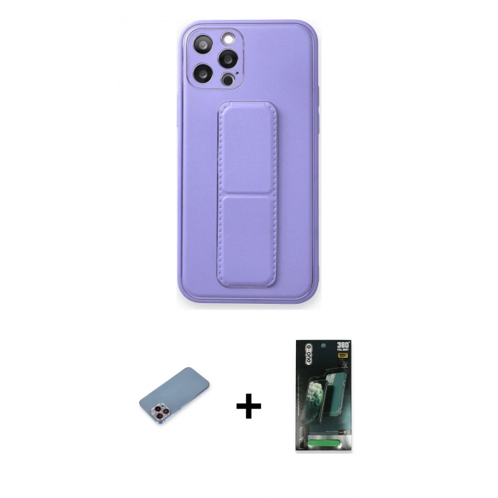 MARSİLYAN™- iPhone 12 Pro Kılıf Akış Doku - Şeffaf 360 Full Body Arka Koruyucu + Shine Kamera Lens Koruma Cam - PE
