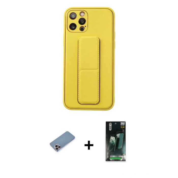 MARSİLYAN™- iPhone 12 Pro Kılıf Akış Doku - Şeffaf 360 Full Body Arka Koruyucu + Shine Kamera Lens Koruma Cam - PE