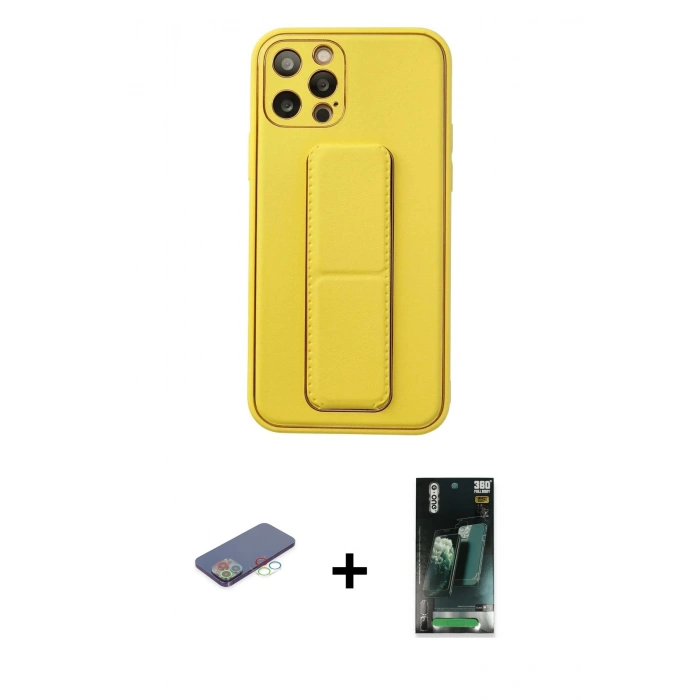 MARSİLYAN™- iPhone 12 Pro Kılıf Akış Doku - Şeffaf 360 Full Body Arka Koruyucu + Renkli Kamera Lens Koruma Cam - MI