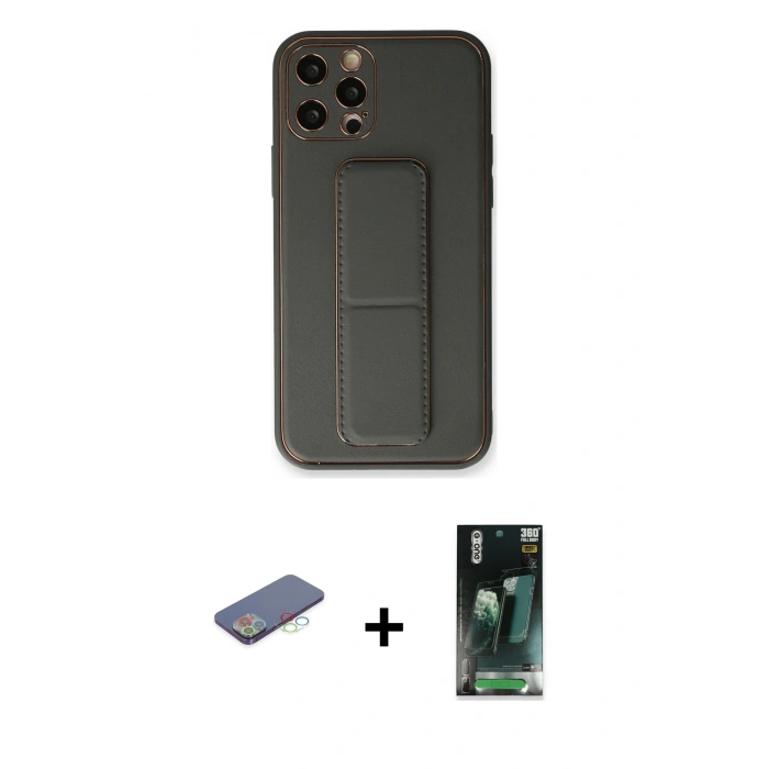 MARSİLYAN™- iPhone 12 Pro Kılıf Akış Doku - Şeffaf 360 Full Body Arka Koruyucu + Renkli Kamera Lens Koruma Cam - MI