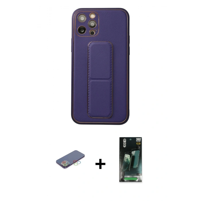MARSİLYAN™- iPhone 12 Pro Kılıf Akış Doku - Şeffaf 360 Full Body Arka Koruyucu + Renkli Kamera Lens Koruma Cam - MI