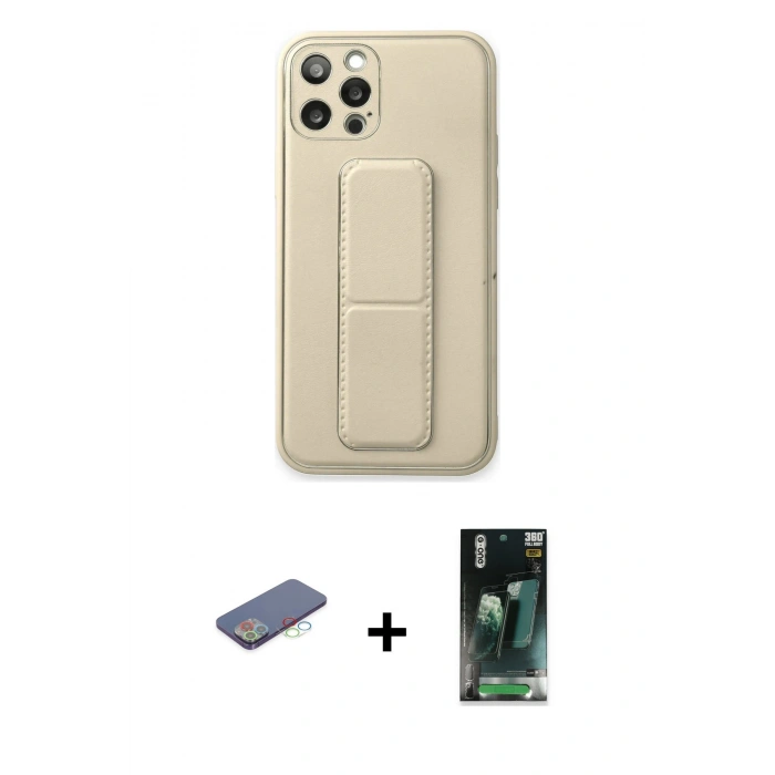 MARSİLYAN™- iPhone 12 Pro Kılıf Akış Doku - Şeffaf 360 Full Body Arka Koruyucu + Renkli Kamera Lens Koruma Cam - MI