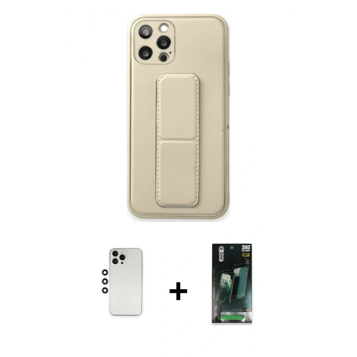 MARSİLYAN™- iPhone 12 Pro Kılıf Akış Doku - Şeffaf 360 Full Body Arka Koruyucu + Shine Kamera Lens - GS