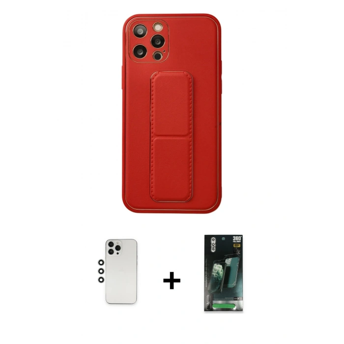 MARSİLYAN™- iPhone 12 Pro Kılıf Akış Doku - Şeffaf 360 Full Body Arka Koruyucu + Shine Kamera Lens - GS