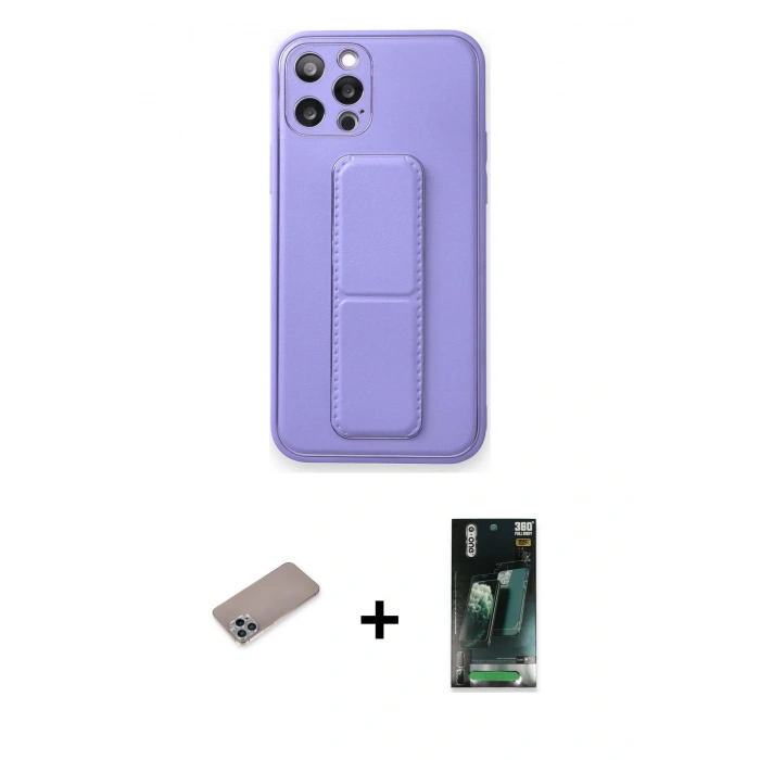 MARSİLYAN™- iPhone 12 Pro Kılıf Akış Doku - Şeffaf 360 Full Body Arka Koruyucu + Shine Kamera Lens Koruma Cam - SABE