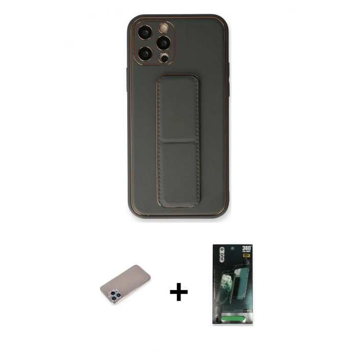 MARSİLYAN™- iPhone 12 Pro Kılıf Akış Doku - Şeffaf 360 Full Body Arka Koruyucu + Shine Kamera Lens Koruma Cam - SABE