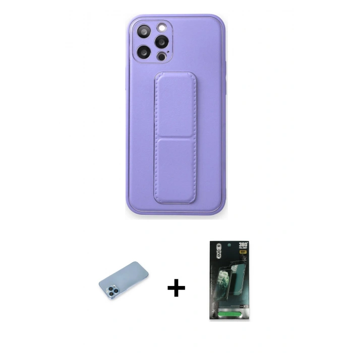 MARSİLYAN™- iPhone 12 Pro Kılıf Akış Doku - Şeffaf 360 Full Body Arka Koruyucu + Shine Kamera Lens Koruma Cam - MI
