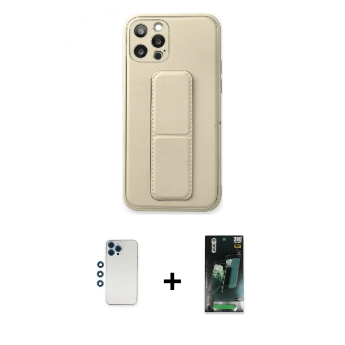MARSİLYAN™- iPhone 12 Pro Kılıf Akış Doku - Şeffaf 360 Full Body Arka Koruyucu + Shine Kamera Lens - MI